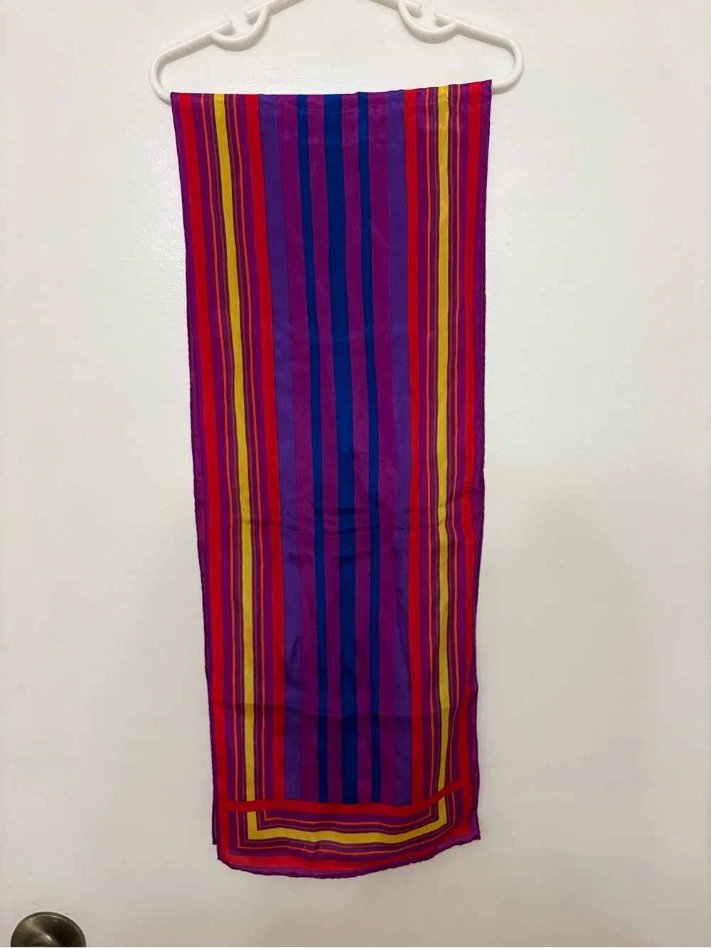 Liz Claiborne Jewel Tone Stripe Scarf Silk Vintage Oblong Long Multicolor